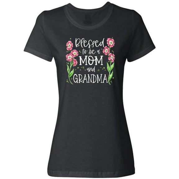 Inktastic Blessed to Be a Mom and Grandma Pink Flowers Women's T-Shirt