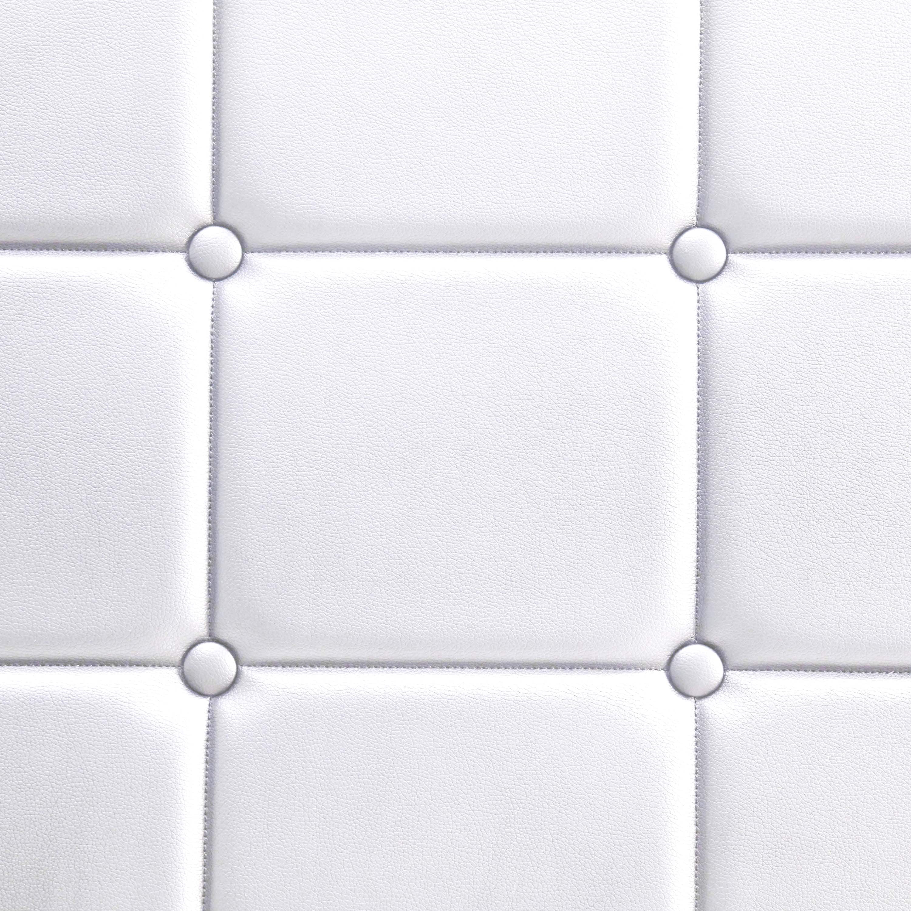 LammaLoe Faux Leather Button Square Tufted Full Headboard with Adjustable Height, White, Full