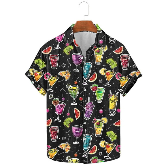 WAENQINLA Funny Hawaiian Shirts for Men Vintage 80S 90S Button Down Short Sleeve Shirt Big and Tall Summer Beach Shirts