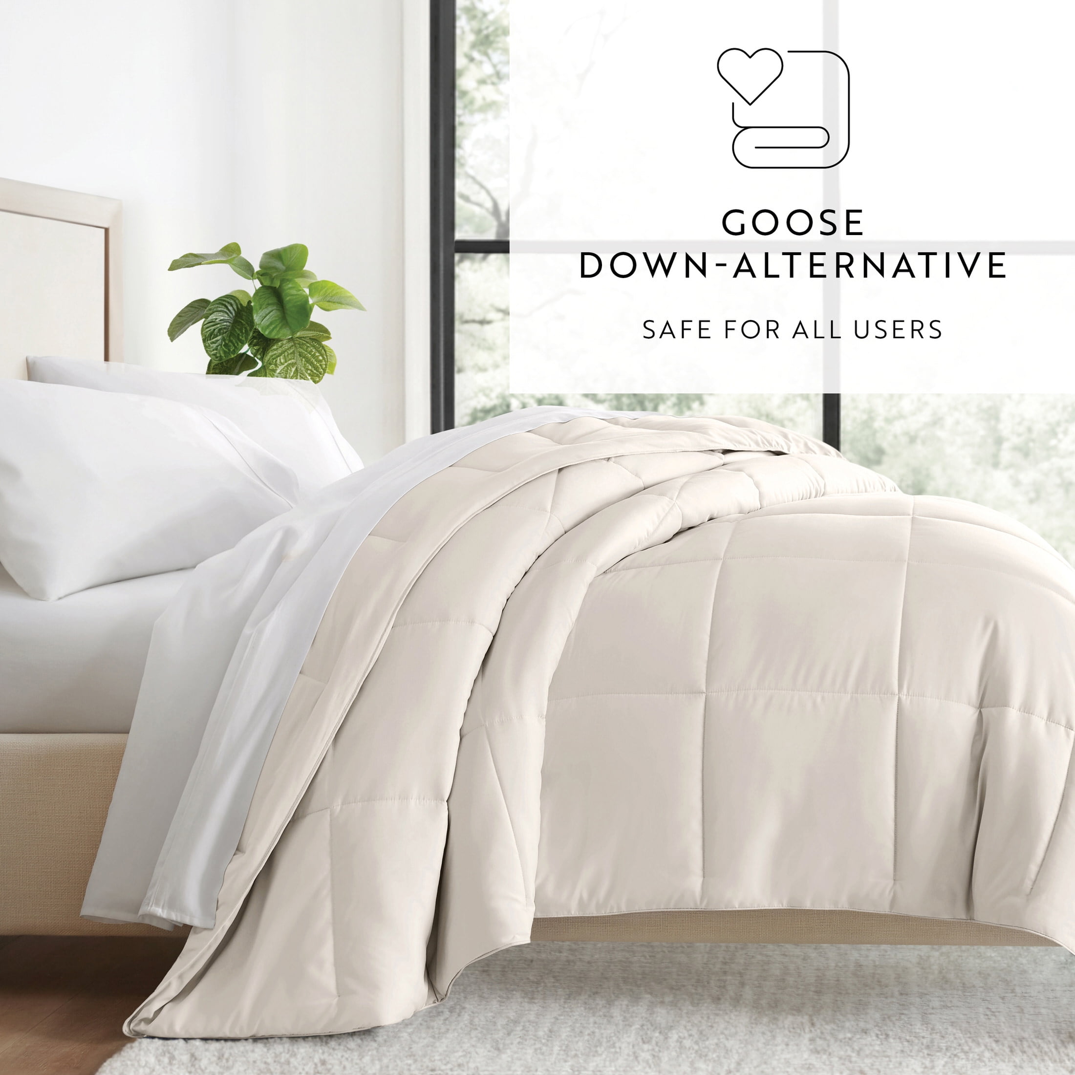 Breathable Cool Comforter All Season Lightweight Down-Alternative Solid Ivory for Full/Queen Size Bedding by Comfort Canopy