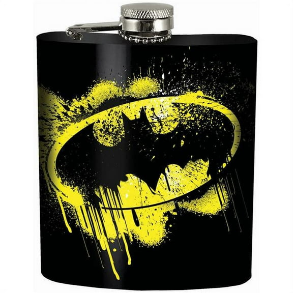 Batman Splatter Symbol Black Flask