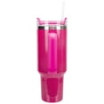 thumbnail image 2 of 100 North Long Live Cowgirls Cowboy Hat Flowers Wrap-Around 40 Oz. Stainless Steel Water Bottle Coffee Mug, Spill & Leak Resistant, Travel Tumbler with Handle, Lid & Straw, White Shimmer, 2 of 4