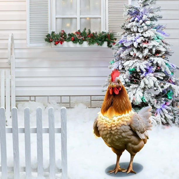 Decoración navideña de gallinas en forma de enchufe | Estaca de animales de granja para jardín al aire libre | Decoración acrílica de animales para jardín para exhibir en Navidad