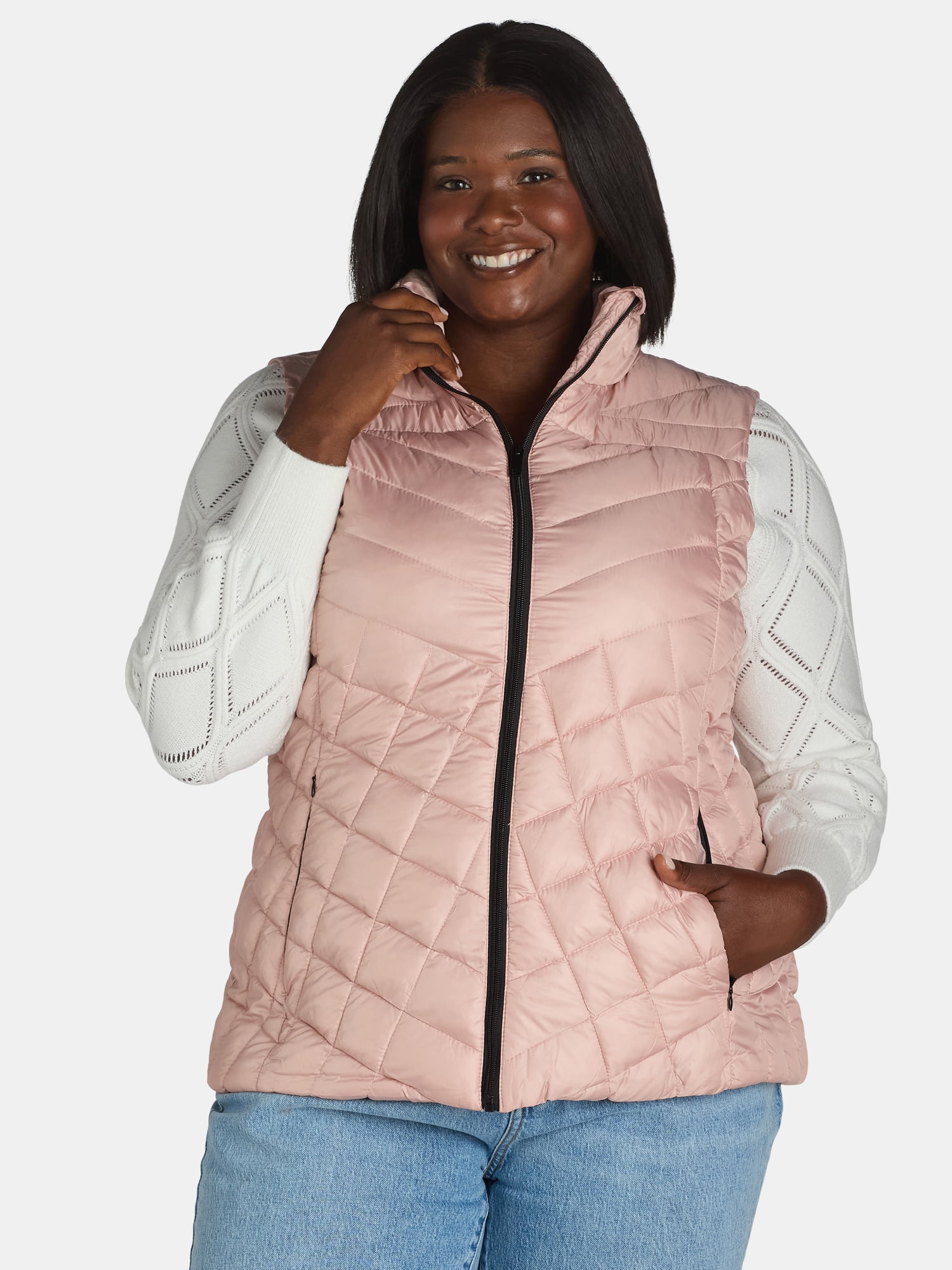 Big Chill Women's Chevron Quilted Puffer Vest, Midweight, Sizes S