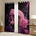 thumbnail image 3 of Feelyou Pink Rose Flower Black Out Curtains for Couple, Romantic Gothic Skull Curtains Pack of 2 (42x63 Each), Spider Web Bedroom Curtains, Window Curtains Home Decor, 3 of 7