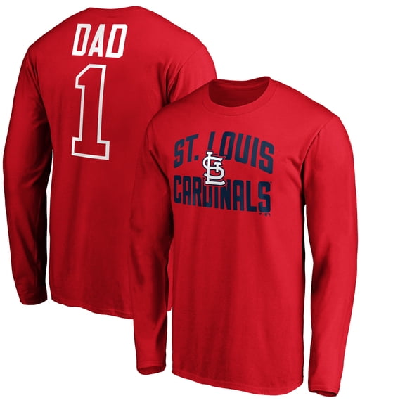 Men's Red St. Louis Cardinals Father's Day #1 Dad Long Sleeve T-Shirt