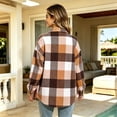 thumbnail image 6 of Akmaiox Plaid Flannel Shirts for Women,Dressy Casual Long Sleeve Lapel Button Down Shirts,Fitted Women's Plus Size Business Work Blouses,Orange L, 6 of 7