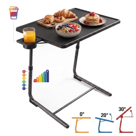 Homy Casa Folding TV Tray Table with Cup Holder, Adjustable Snack Table ...