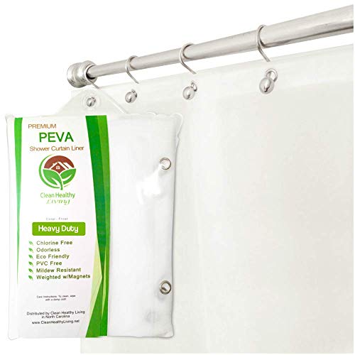 Waterproof EVA Weighted Heavy Duty Glittery Bathroom Shower Liner 5 Magnets,Cobblestone Clear 70 X 72 inches EurCross Shower Curtain Liner 70inches Wide