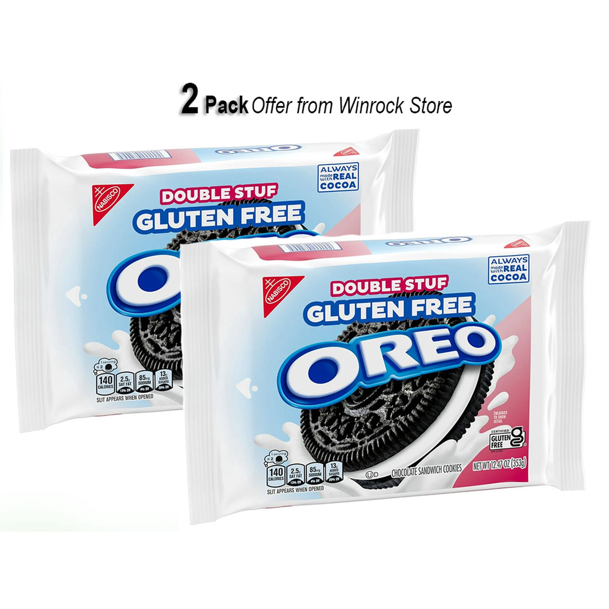 OREO Double Stuf Gluten-Free Chocolate Sandwich Cookies Gluten-Free Cookies 12.47 oz (2 Pack)
