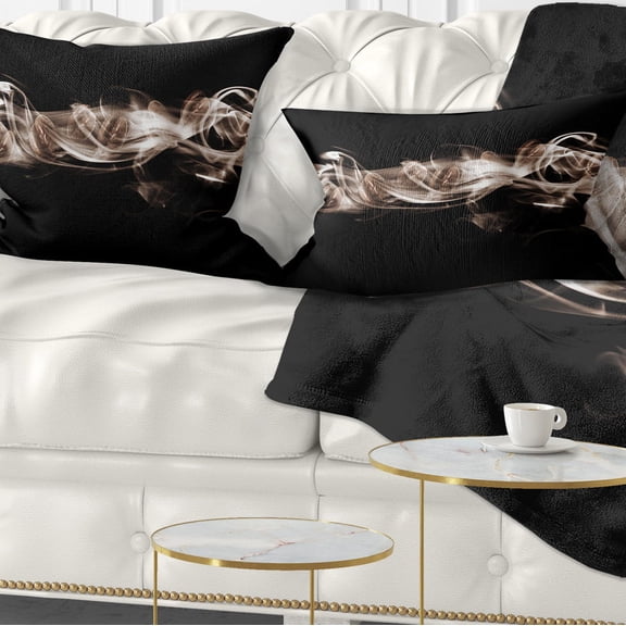 Designart Fractal White Smoke - Contemporary Throw Pillow - 12x20