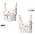 thumbnail image 5 of Fotbe Purple Flower Rabbit Pattern Womens' Sports Bra Longline Wirefree Padded with Medium Support Sports Moisture-Wicking Workou Vest,Tank Top-, 5 of 9