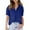 Blue, variant on Womens Plus Size,Women Fashion Solid Color Casual V-Neck Short Sleeve Loose T-Shirt Tops
