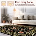 thumbnail image 2 of ODIKA 4'x6' Machine Washable Non-Slip Area Rug, Enchanted Garden Snake with Blossoming Petals and Leafy Scrolls High Traffic Rug with Pad, Black, 449366, 2 of 8