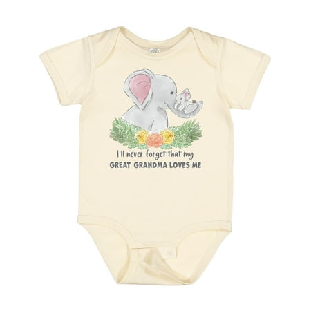 

Inktastic I ll Never Forget That My Great Grandma Loves Me Elephants Gift Baby Boy or Baby Girl Bodysuit