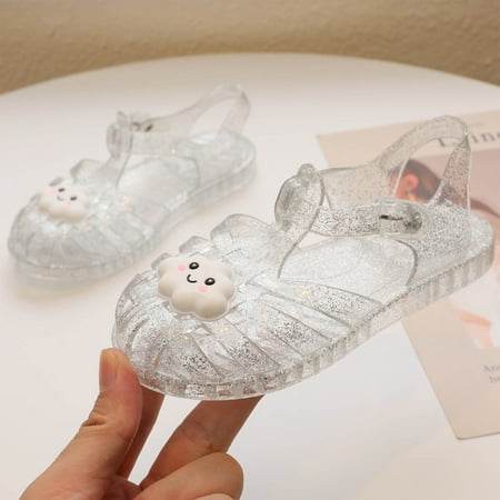 AUNVITO Kids Shoes Fashion Girls  Sandals Roman Shoes Soft Soled Jelly Princess Shoes Breathable Hollow Roman Beach Shoes Sandals