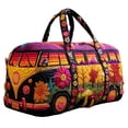 thumbnail image 6 of Vintage Hippie Camper Bus Quilted Duffel Bag, Floral Printed Large Capacity Travel Weekender Bag, Bohemian Handheld Sports Everyday Travel Bag with Adjustable Shoulder Strap, 6 of 6