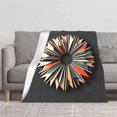 thumbnail image 2 of Durable Soft & Warm Flannel Blanket - Cozy Beige Blue & Red Radial Pattern Design for Sofa Travel Bed & Chair, 2 of 7