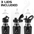 thumbnail image 5 of Opard Sports Water Bottle - 32 Oz, 3 Lids (Straw Lid, Flip Lid, Spout Lid), Leak Proof, Vacuum Insulated Stainless Steel, Double Walled, Reusable Metal Canteen, 5 of 6