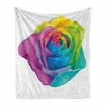 thumbnail image 1 of Vintage Rainbow Soft Flannel Fleece Throw Blanket, Romantic Blooming Rose with Colorful Petals Love Flower Valentine's Day, Cozy Plush for Indoor and Outdoor Use, 60" x 80", Multicolor, by Ambesonne, 1 of 6