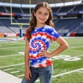 thumbnail image 4 of Cethrio Girls 4th of July T-shirts, Summer Casual Crew Neck Short Sleeve Summer Tops Light Blue Size 9-10 T, 4 of 4