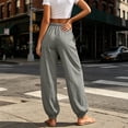 thumbnail image 7 of yeiolnoer Casual Pants for Women Wide Leg Loose Fit Pants Drawstring High Waisted Trousers Fashion Outfits(Gray,Medium), 7 of 7