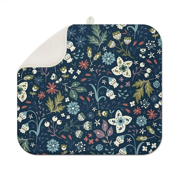 Farmhouse Vintage Bloom Dish Drying Pad Thick Absorbent Foldable Multipurpose Sink Mat