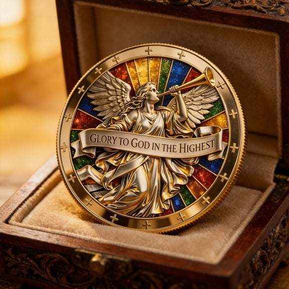 Glory to God Coin, Alloy Faith Commemorative Collectible with Strength Blessing Message, Religious Gift for Christians Veterans, Spiritual Keepsake