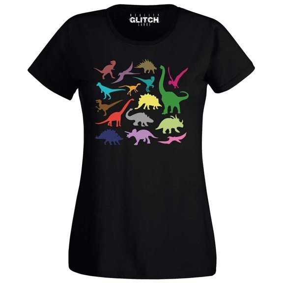Reality Glitch Women's Just Dinosaurs T-Shirt Colorful Graphic Tee