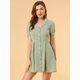 thumbnail image 4 of Vestido Camisero de Manga Corta Allegra K Estampado Floral Verde L, 4 of 6