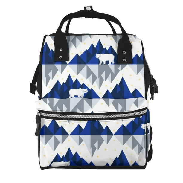 Fotbe Cartoon Iceberg Polar Bear Mochila Maternidad - Lona de Sarga Impermeable, Mochila de Pañales de Gran Capacidad con Múltiples Bolsillos y Correas Ajustables