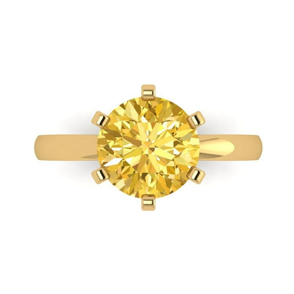 Solitaire Engagement Ring for Women - 3ct Natural Citrine in 14K Yellow Gold Promise Ring