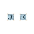 thumbnail image 3 of Clara Pucci 1.5Ct Natural Aquamarine Princess Cut VVS1 Push Back Stud 18k Solid hypoallergenic Gold Designer Earrings For March, 3 of 7