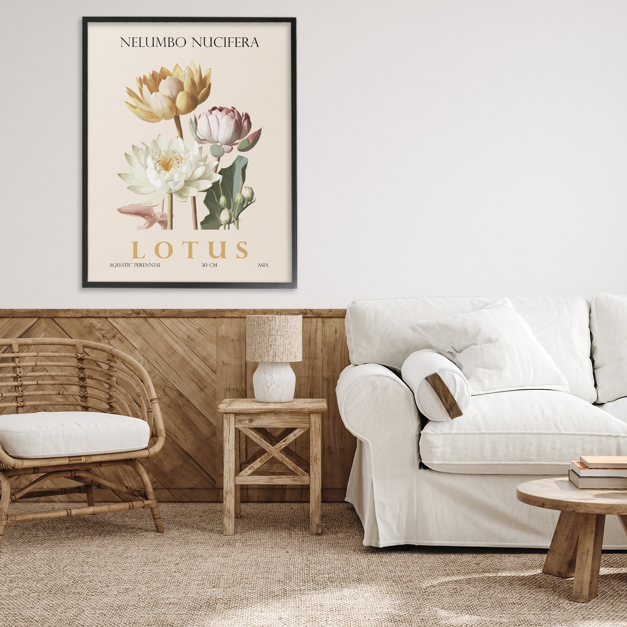 Stupell Industries Natural Lotus Bundle Black Framed Giclee Art, design by Christopher Giampietro