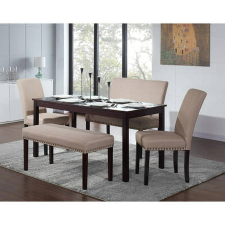 Nice 5 Piece Dining Set, Espresso with Bench, Banquette, and
