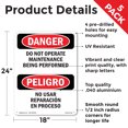 thumbnail image 2 of Do Not Operate Maintenance Bilingual OSHA Danger Aluminum Sign 24 Inch x 18 Inch - 5 Pack, 2 of 8