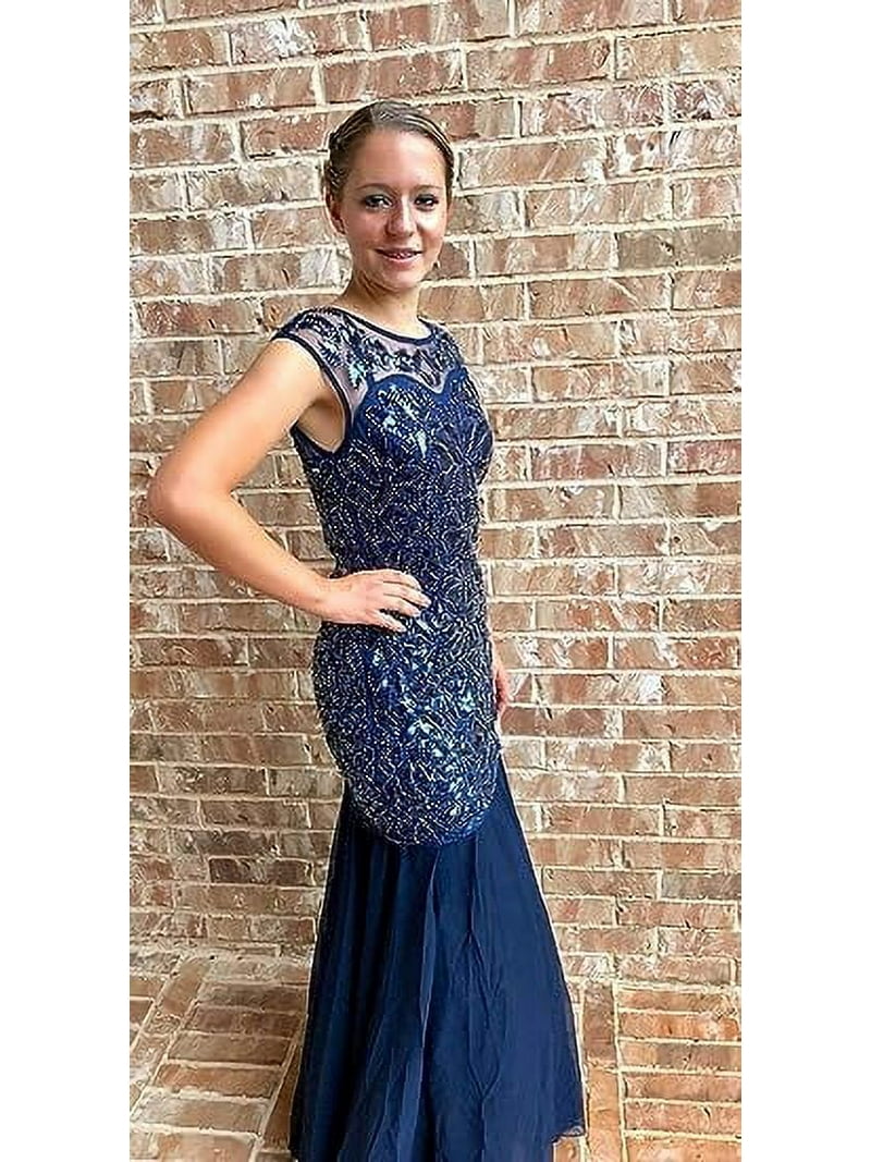 formal great gatsby dresses ZAPAKA Women 1920s Prom Dress Champagne Sequins Sheath Style Long Gatsby Dress, Champagne / L main image 0
