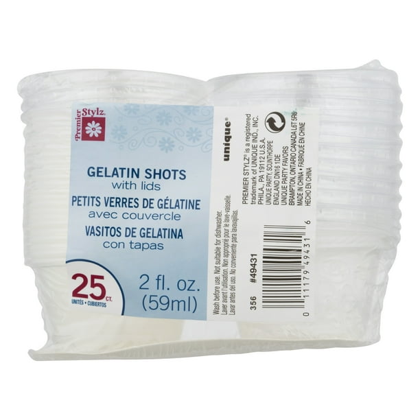 Plastic Gelatin Shot Cups with Lids, 2oz, 25Pack, Clear
