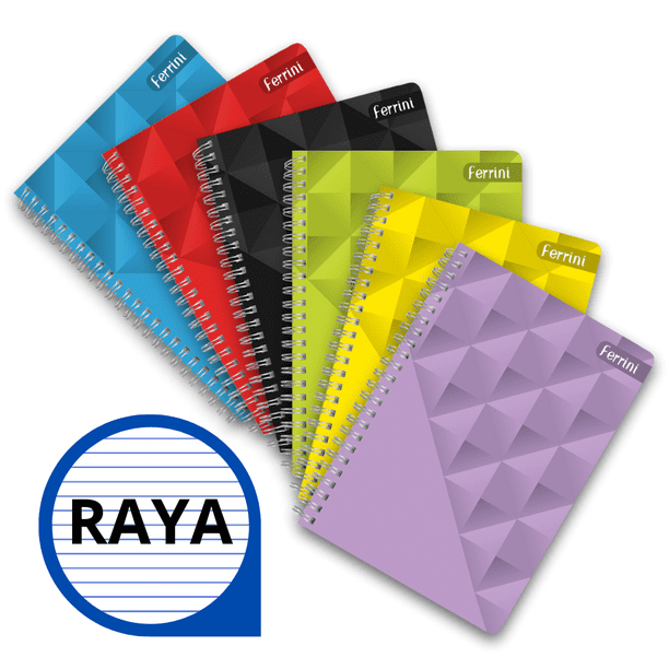 Cuaderno Profesional Doble Argolla Ferrini Unicolor 120 Hojas Pack 6 Raya