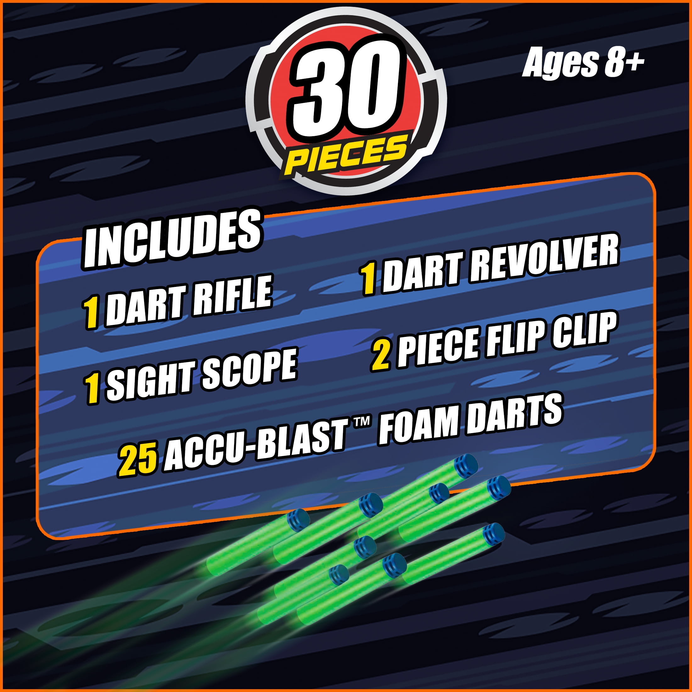 Adventure Force Arsenal X Dart Blaster Set, Bolt-Action and Top Slide Prime, 2 Blasters with 25 Accu-Blast Darts, Flip Clip, Detachable Scope, Compatible with Standard Nerf Blasters, Age 8+