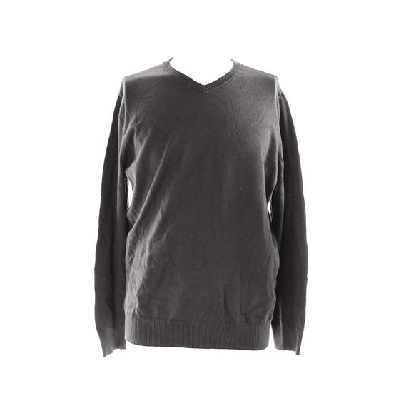 John Ashford Cinder Smoke Solid Long-Sleeve V-Neck Sweater XL