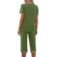 thumbnail image 4 of Maplenight Women's 2 Piece Pajama Set Color Block Pjs Sets V Neck Tops Capri Pants Two Piece Lounge Set Soft Sleepwear Loungewear, 4 of 7
