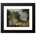 thumbnail image 2 of Marten Ryckaert 17x15 Black Modern Framed Museum Art Print Titled - A Rocky Landscape with a Waterfall and Travellers on a Path, 2 of 5