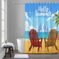 thumbnail image 5 of Hello Summer Shower Curtains for Bathroom, Beach Sandy Chairs Bird Green Tree Coastal Washable Fabric Shower Curtain with Hooks Waterproof Bathroom Decor Sets, 72 x 72 Inches, 5 of 9