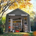 thumbnail image 4 of Quictent 8x10FT Carport Shelter with Roll-Up Mesh Windows & Reinforced Frame, Portable Garage Canopy for Motorcycle Storage, Dark Gray, 4 of 8