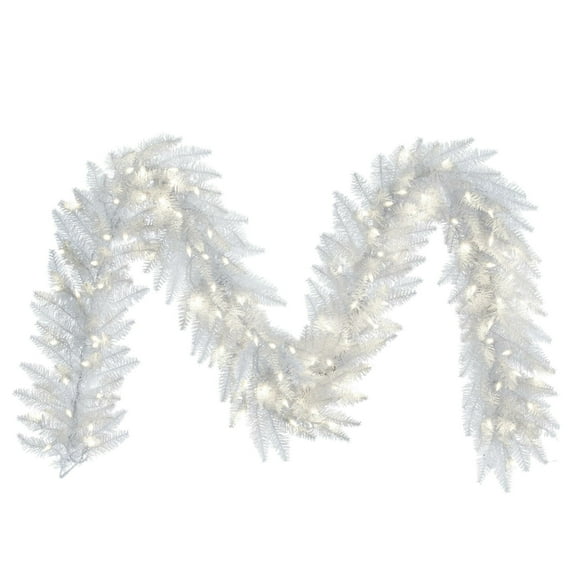 Vickerman 9' White Artificial Christmas Garland, Warm White Dura-Lit LED lights