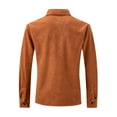 thumbnail image 4 of QUINDOS Shirts for Men 2024,Men Fall And Winter Fashion Casual Suede Lapel Button Pocket Fallow Long-Sleeved Hoodless Coat Jacket Loose Vacation Tee Shirts, 4 of 8