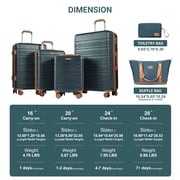 Hardside Luggage Sets 6 Piece, Hardshell Suitcase with TSA Lock Spinner Wheel and Travel Duffle Bag.Dark Green