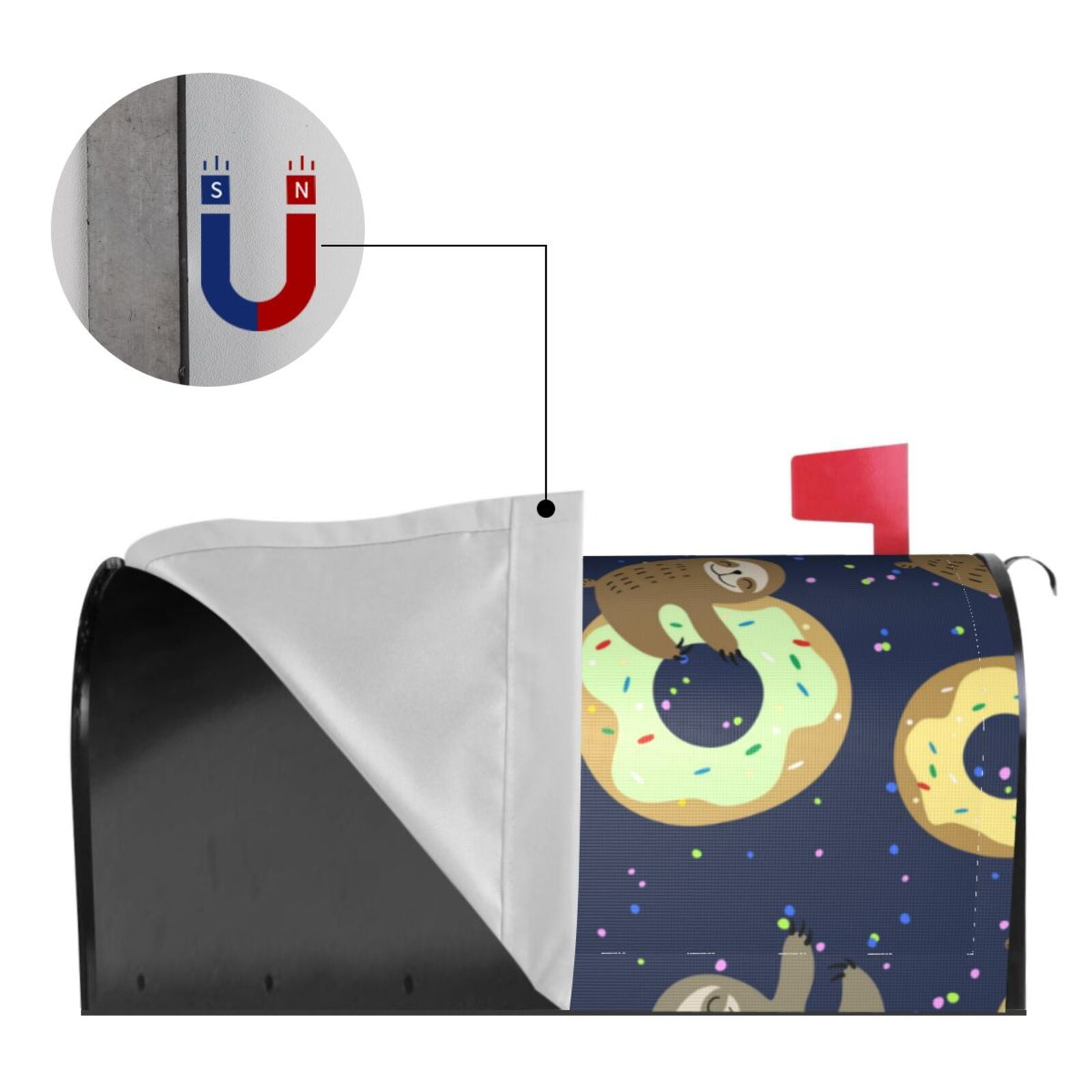 Hirioo Sloth with Donuts for Magnetic, Waterproof Mailbox Cover,Perfect for Fall, Winter, Spring, and Summer Outdoor Decor-21x18 in