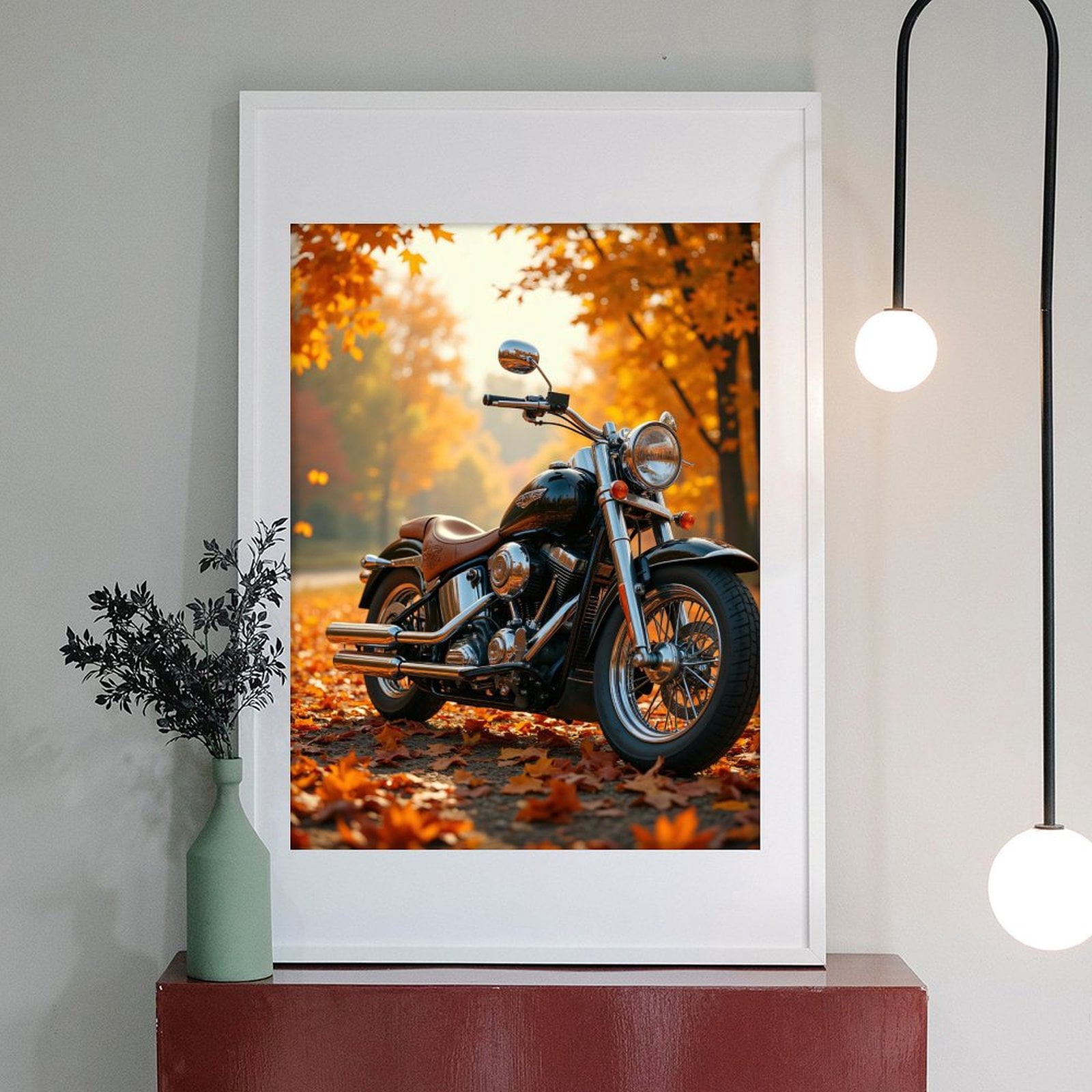 Diamond Art Kit for Adults, Motorcycle Autumn Leaves Road Diamond Painting for Adults Beginners, 5D DIY Diamond Art Painting Kits, Colorful Diamond Painting Craft for Home Decor 12x16